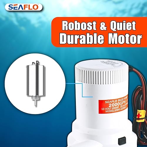 Miniatura 4 de SEAFLO Bombas de sentina no automáticas para barcos 2000 GPH 12V barco marino fontanería eléctrica