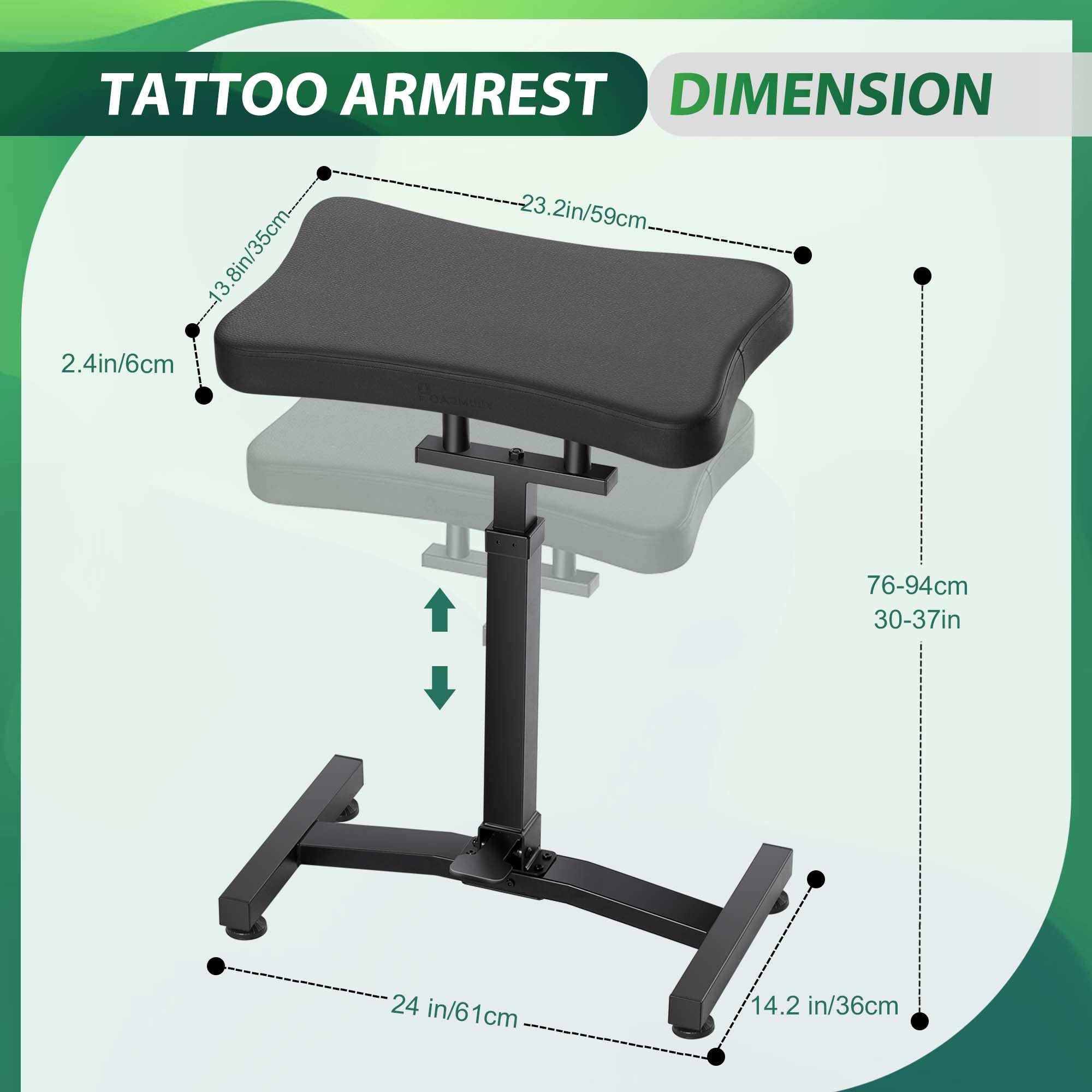 POARMEEY Soporte XXL para tatuaje de altura ajustable por Hydraulic System, reposabrazos de tatuaje con base fuerte y duradera para artistas tatuajes Stuio