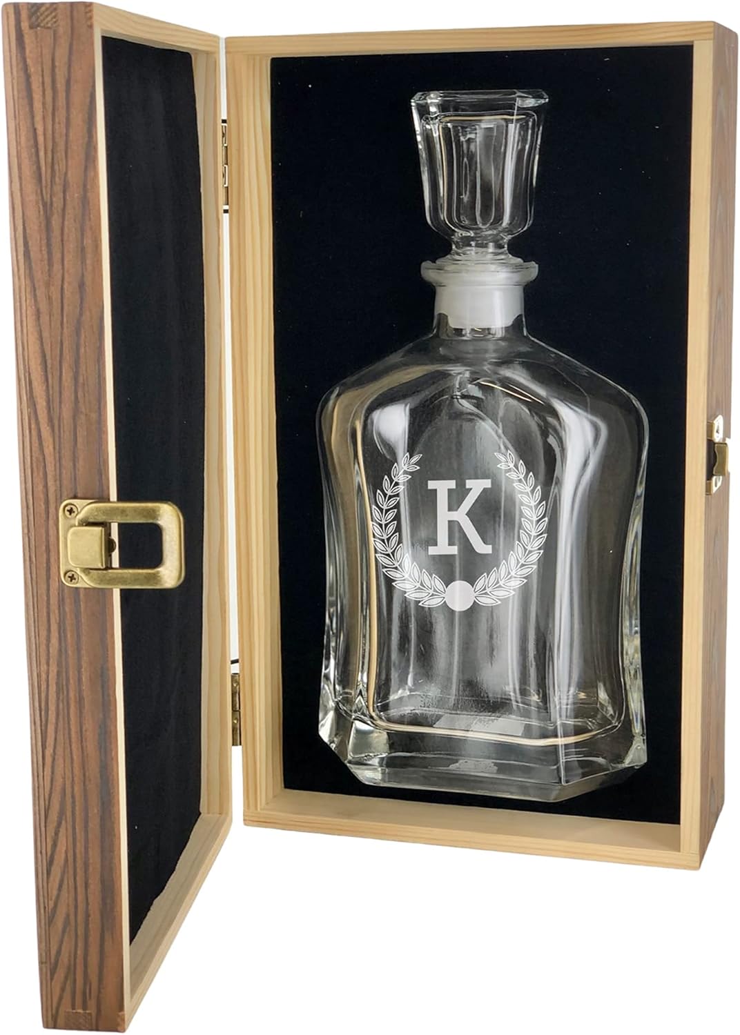 Froolu Personalized Whiskey Decanter with Engraved Wood Gift Box - Custom Scotch Gifts for Men on Fathers Day, Birthday, Anniversary & more - Great Man Cave Addition