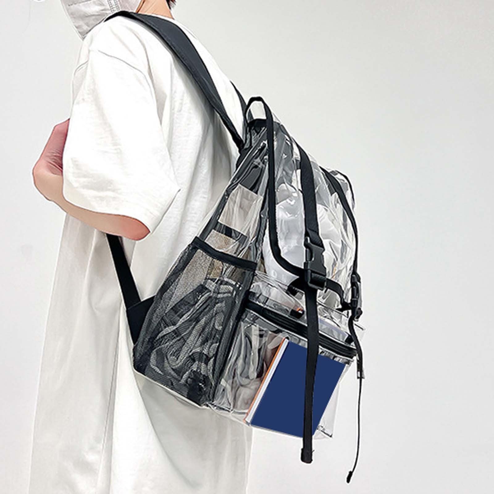 Zaino Scuola Elementare, Zaino Bambino Spallacci Imbottiti, Zaino in PVC Trasparente per Studenti delle scuole Medie e Superiori, Grande capacità, Adatto per Nuoto e Fitness