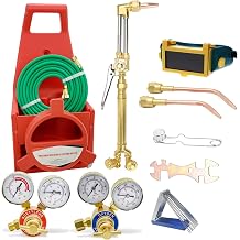 Oxy Acetylene Torch Kit Portable Gas Welding Outfit Tote Kit Brazing Torch Kit With Cutting Torch Gas Regulators Gas Welding Hose And Welding Goggles