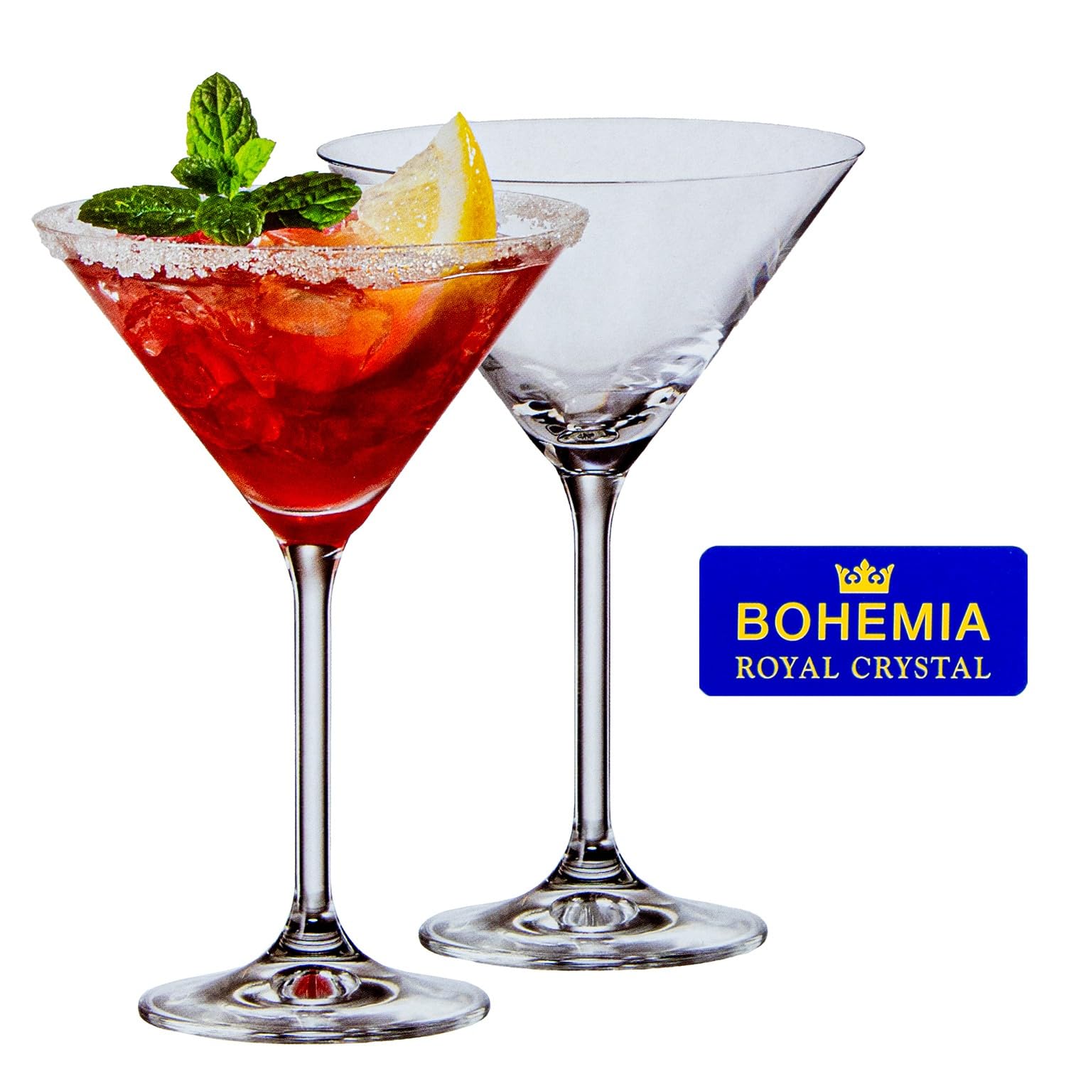 Set de 6 Copas de Martini de Cristal de Bohemia 210ml en Transparente 12x12x17.5 cm