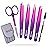 Eyebrow Tweezer Set, TsMADDTs 6PCS Tweezers Set for Women, Precision Tweezer for Eyebrows with Curved Scissor for Ingrown Hair, Hair Plucking Daily Beauty Tools (Pink&Purple)
