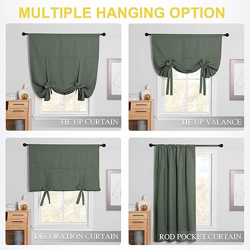 Miniatura 3 de NICETOWN Persianas opacas para ventanas  Juego de cortinas y cenefas romanas con diseño de globo ciego y bolsillo para cortinero, cortina corta para