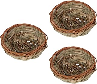 Yardwe 3 pcs Straw Bird nest Lawn Decor Bird cage for Cockatiels Bird Decor Natural Bird Patio Bird Straw Bird cage Rattan Birds Nest Decor Decorative Birds Nest Weaving Birds Nest Mini