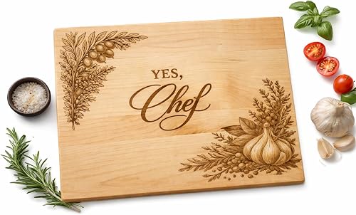 Heritage Maple Cutting Board, Engraved Botanical Design, Reversible, Handmade in the USA. Pre-Seasoned for Serving or Daily Prep