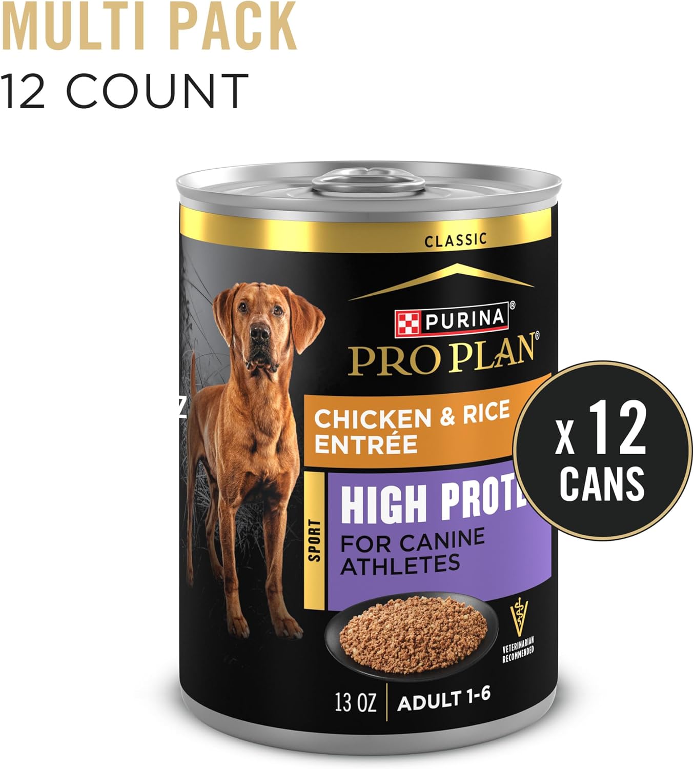 Purina Pro Plan Sport High Protein Wet Dog Food Chicken and Rice Entree - (Pack of 12) 13 oz. Cans