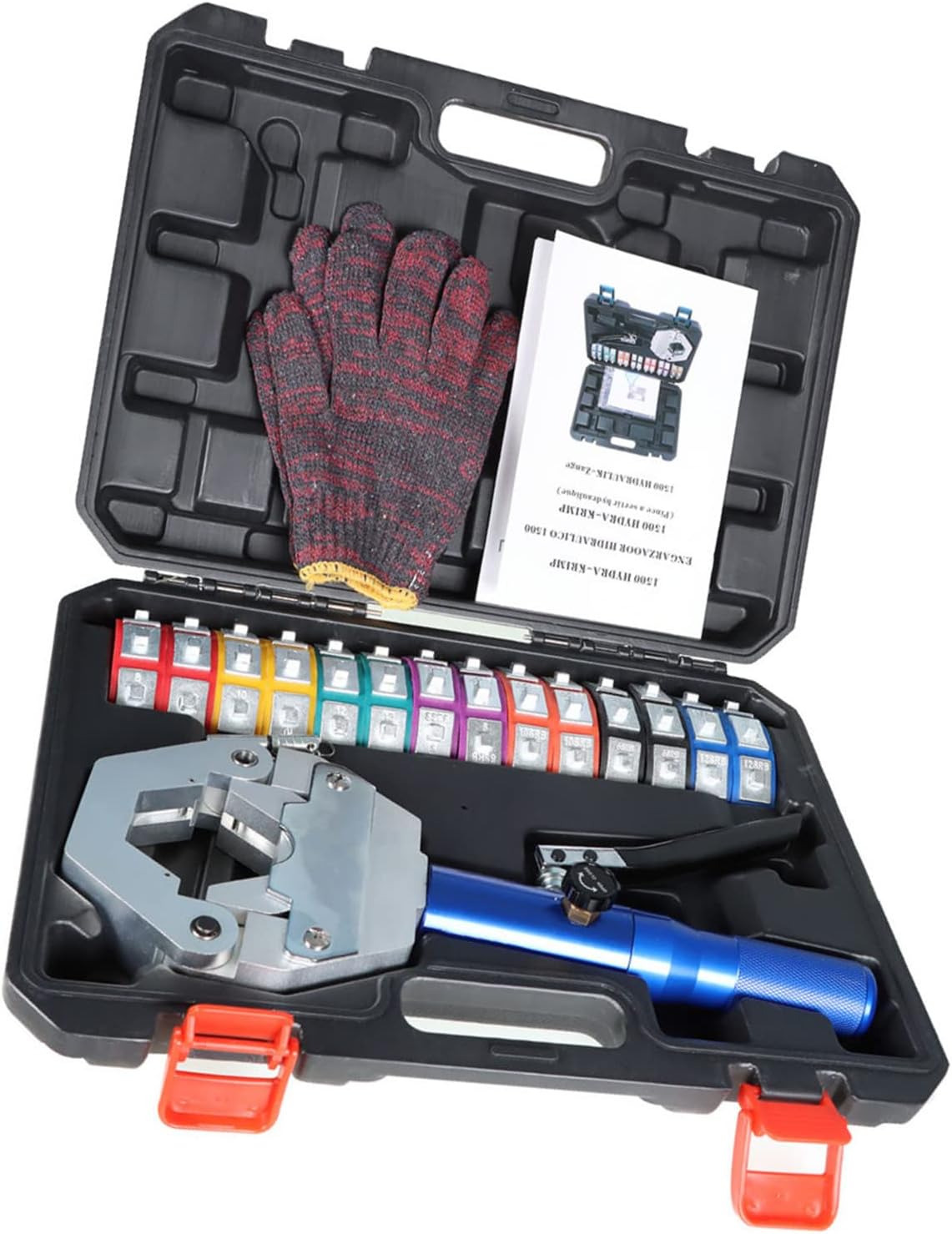 Hydraulic A/C Hose Crimper Hydra-Krimp Crimping Tool Handheld Hydraulic Clamp A/C Set with 7 Pairs of Dies for Barbed and Beaded Hose Fittings IG-71500