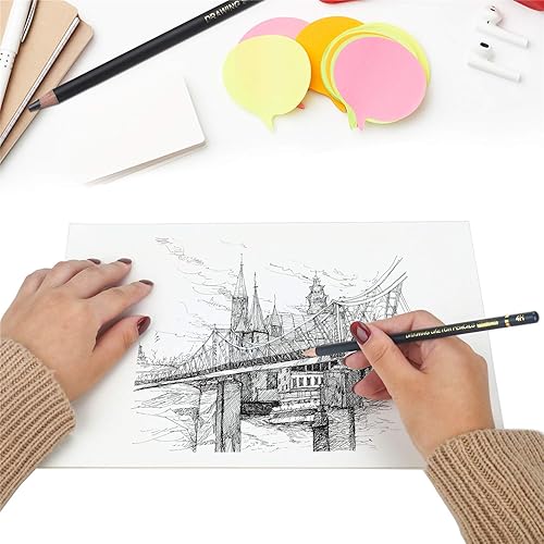 Miniatura 5 de RVOGJP TAMATA - Juego de lápices de dibujo profesional, 12 lápices de grafito (12B - 4H), ideal para dibujar arte, bocetos, sombreado, para