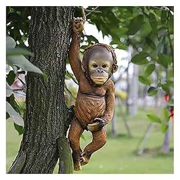 ベルベット　猿の置物 Amazon.co.jp: 彫刻 置物・オブジェ 像樹脂ジャングル猿ぶら下げ