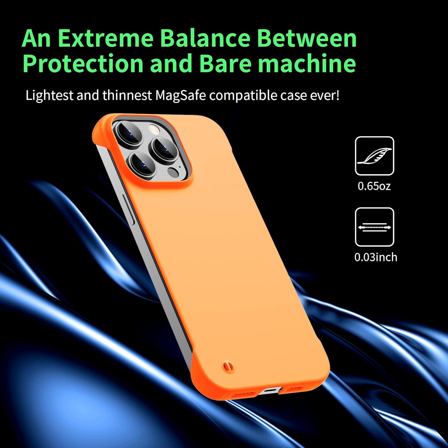 Slim Borderless for iPhone 16 Phone Case 6.1"(2024) Ultra-Thin Lightweight Frameless Matte Hard PC Cover Case with Pull Ring Shockproof Non Slip Rope,Suppor Wireless Charging-Orange - Image 2