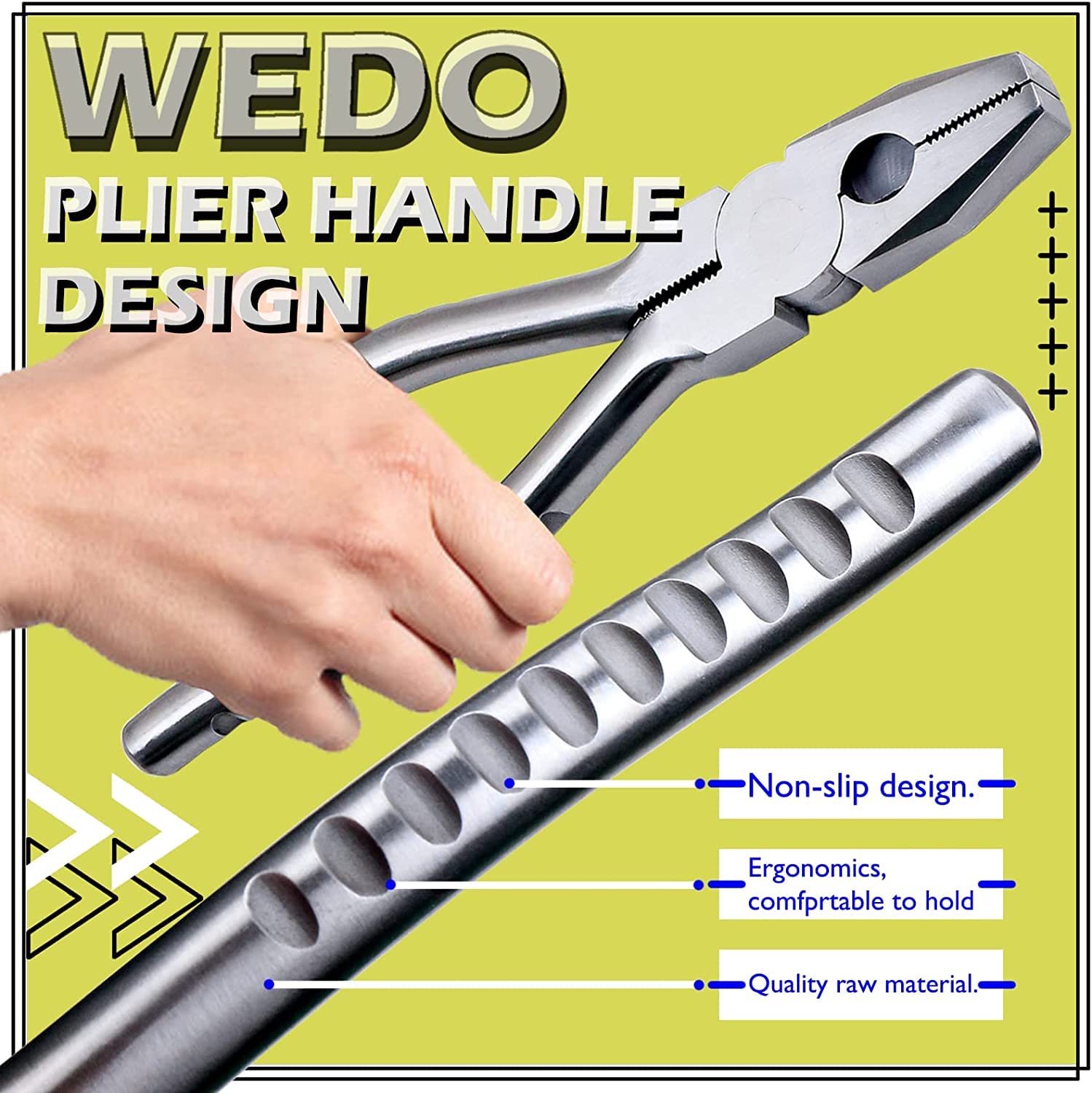 WEDO Lineman's Pliers Stainless Steel,8" Side Cutting Pliers, Combination Pliers, Side Cutter, Wire Stripper, Crimper - Image 4