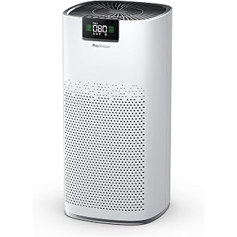 Pro Breeze Air Purifier Hepa 13 Filter with UV-C Lamp Air Ioniser & Activated Carbon Filter CADR 460 m3 - Air Purifier with Air Quality Meter for Large Rooms up to 140 m  - Up to 99.95% Filter Performance