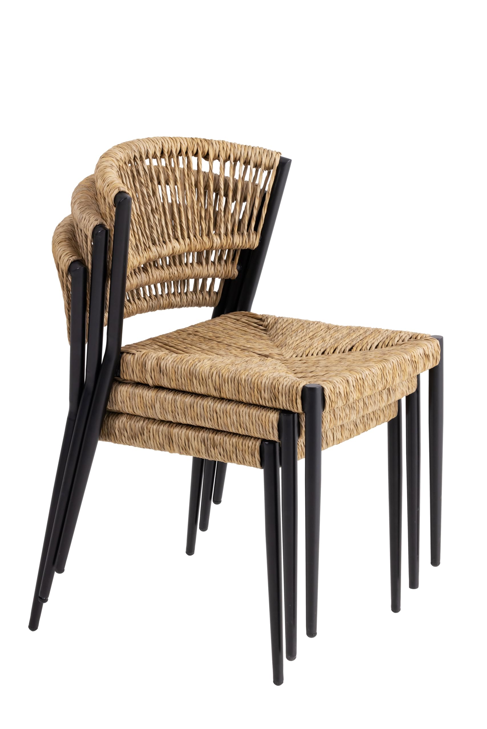 METRO Professional Chaise de Terrasse Lario, Rotin PE/Aluminium, 53 x 60 x 78 cm, Résistant aux intempéries, Empilable, Beige/Noire