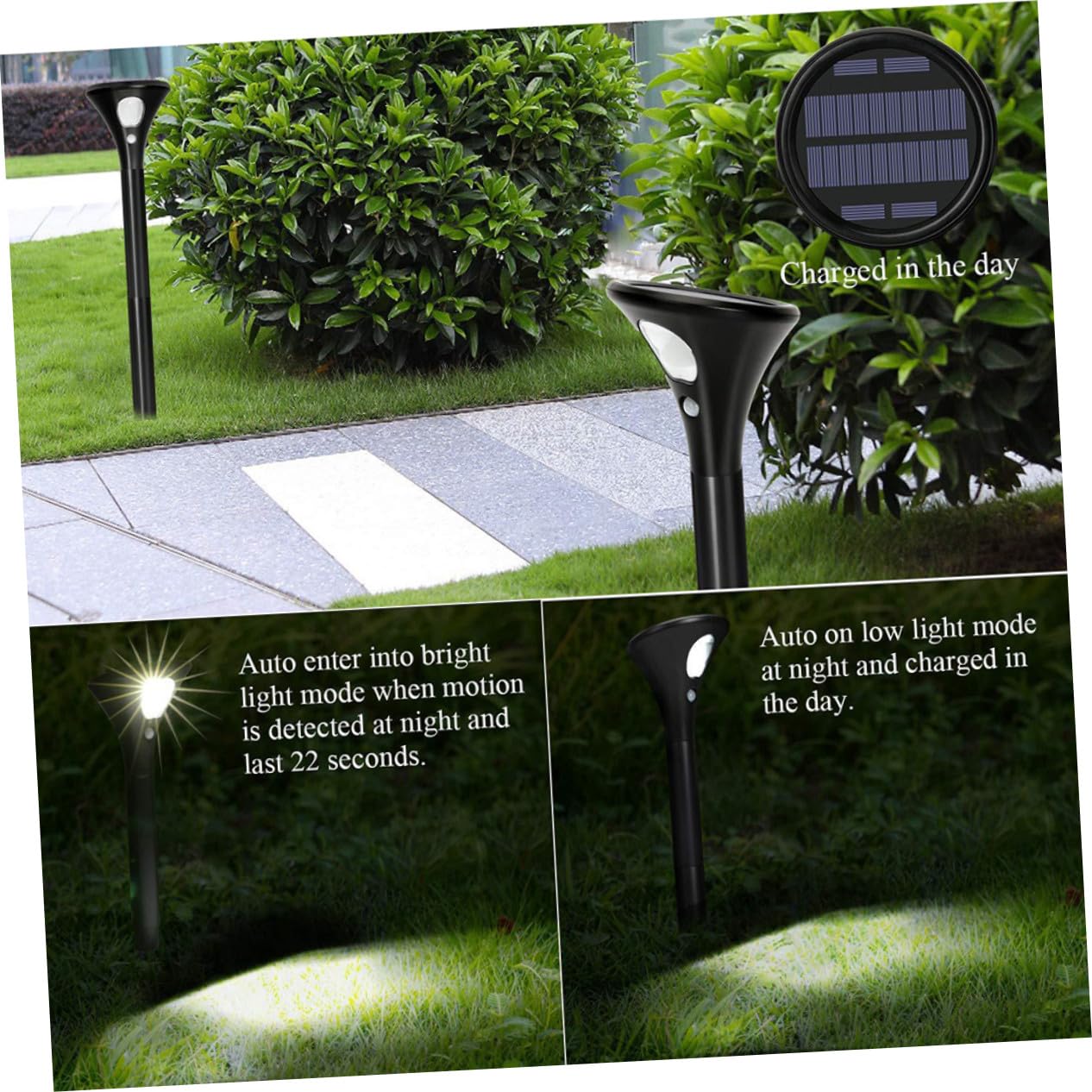 Luci da terra a LED a energia solare, confezione da 2, per esterni, illuminazione per vialetti, impermeabili, a risparmio energetico, illuminazione bianca pura per giardino e strada