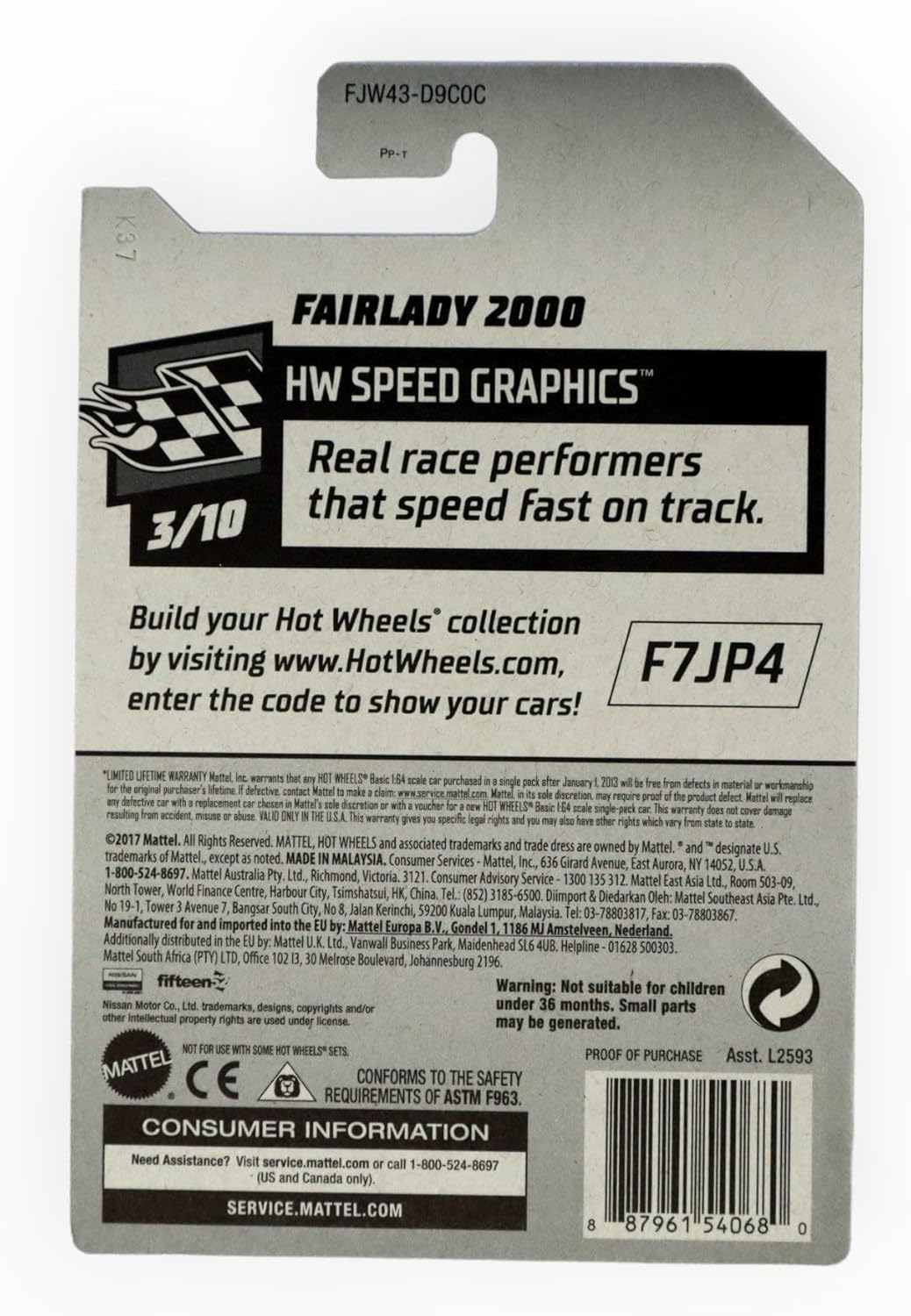 Hot Wheels 2018 50th Anniversary HW Speed Graphics Datsun Fairlady 2000 55/365, Light Blue