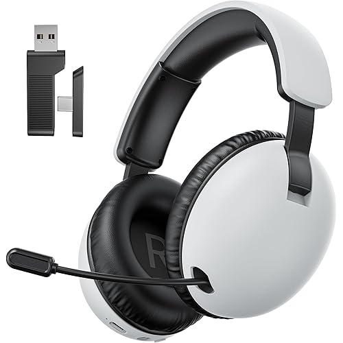 Wireless Gaming Headset with Mic for PC PS4 PS5,2.4GHz/Bluetooth Gamer Headphones with Microphone for PC (WhiteBlack)