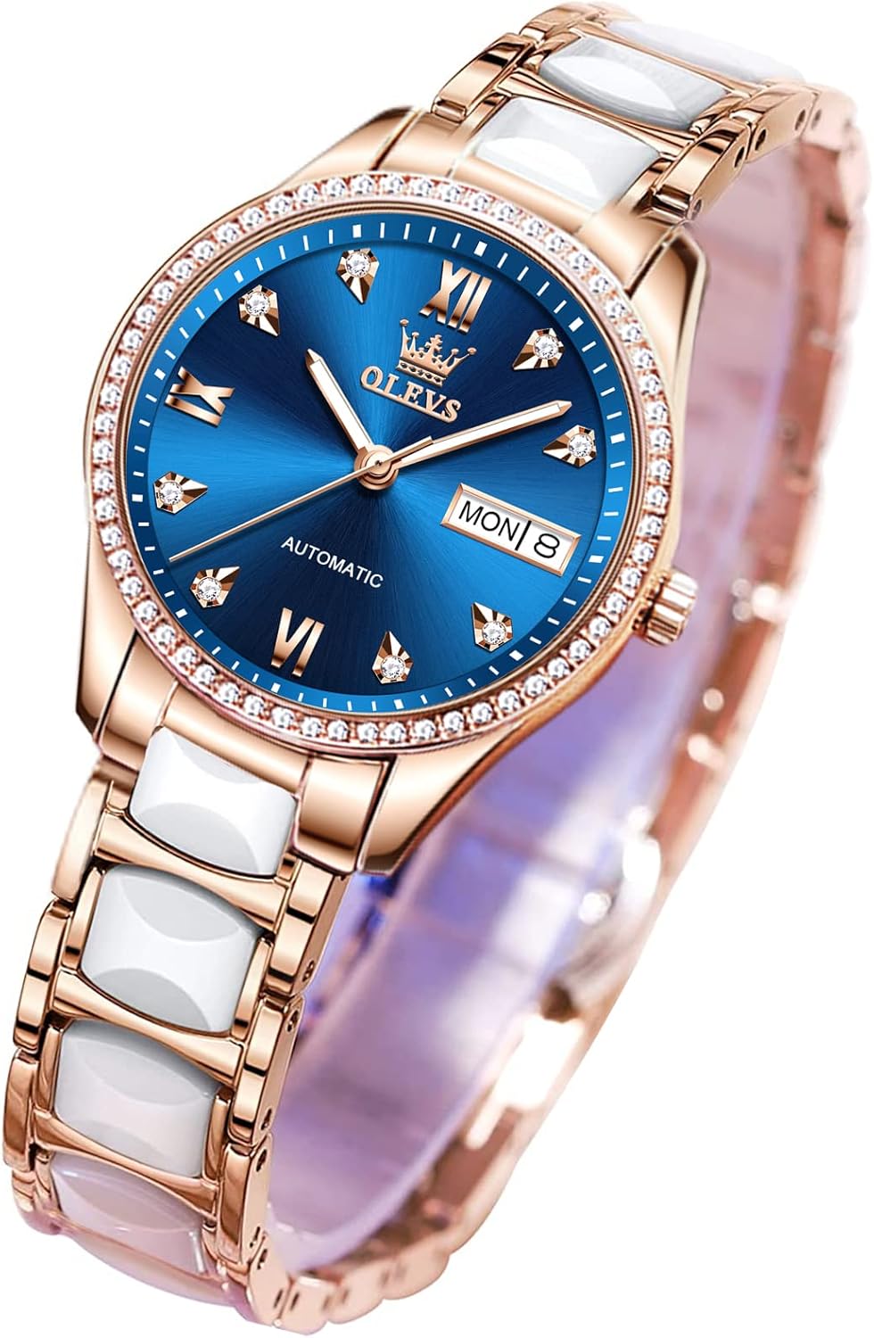 OLEVS Rose Gold Women’s Watches, Ceramic Stainless Steel