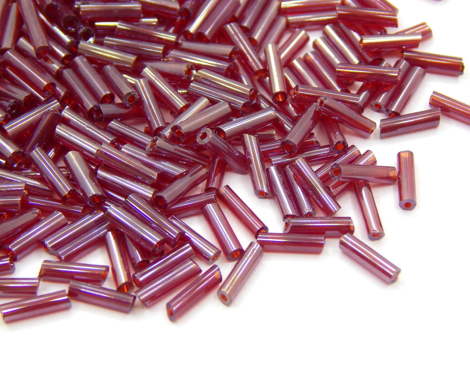 Pack of 3300 glass seed beads 6 mm, glass bead tubes, tubes, sticks beads, roccailles (red shimmer), 6 mm * 2 mm - Image 4