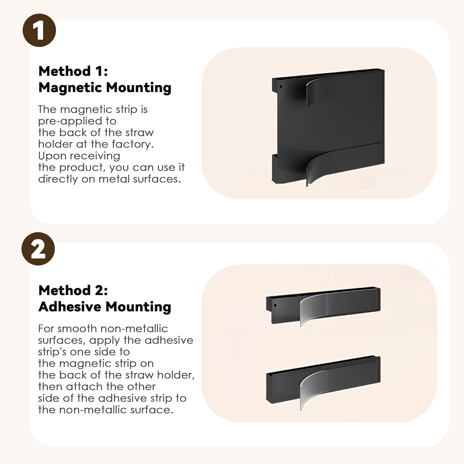 MCleanPin Magnetic Straw Holder for Fridge and Cabinet Door Adjustable Straws Organizer Storage Dispenser for Kitchen Bar Counter Cupboard Black - Image 7