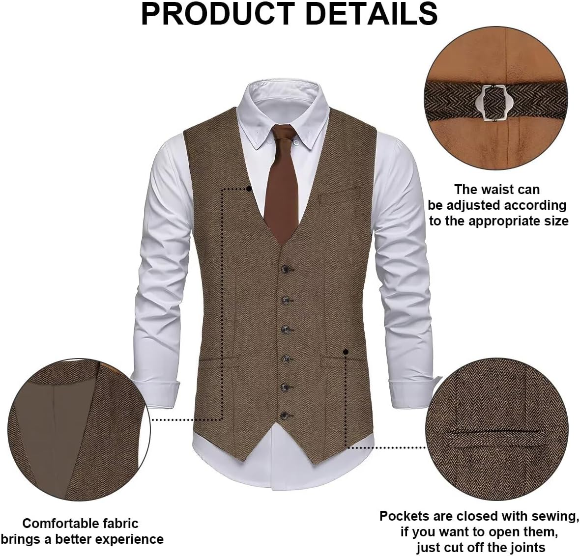 1920s Mens Costume Roaring 20s Costumes Accessories Set 1920s Vest Suspenders Hat Pocket Watch Tie - Image 4