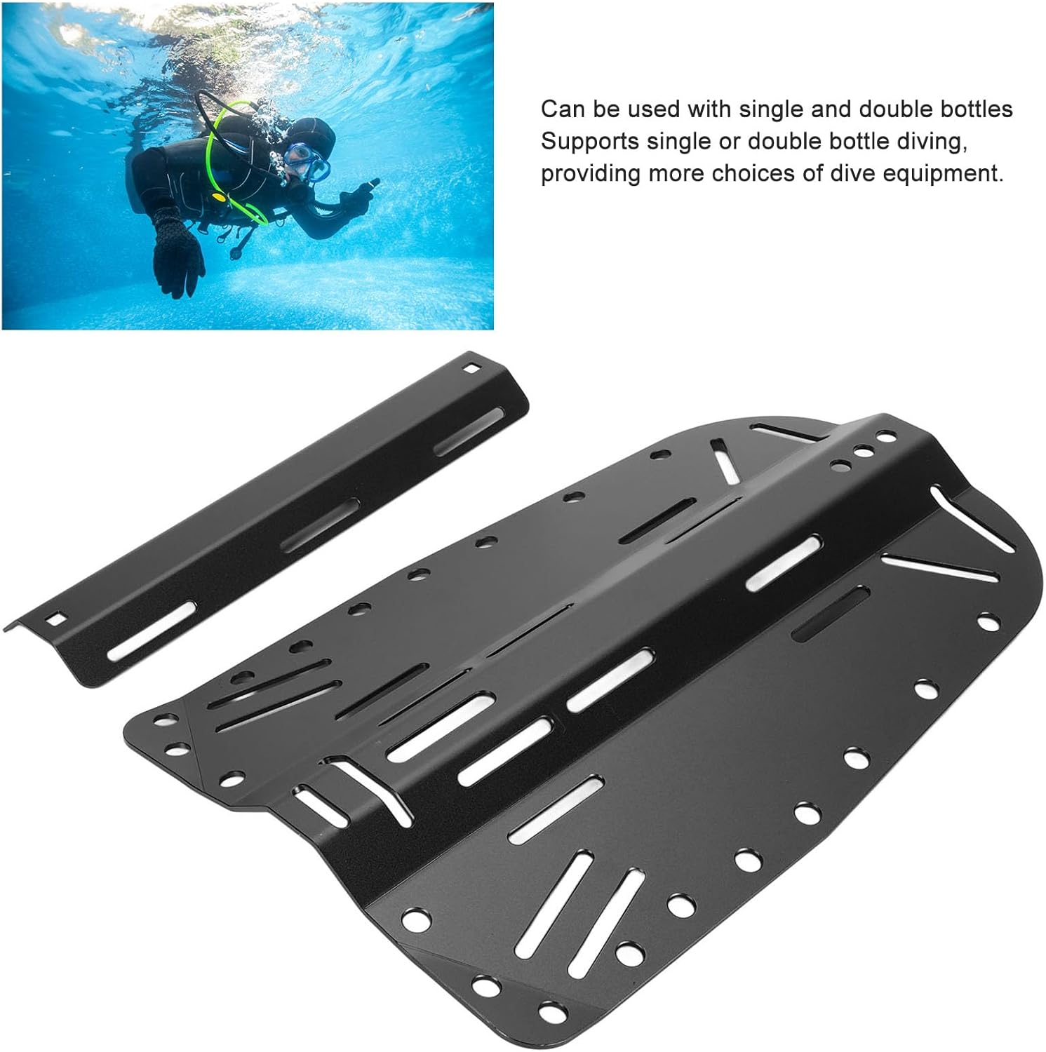 Pomya Diving Backplate, Reliable Scuba Diving Backplate Aluminum Lightweight for Equipment