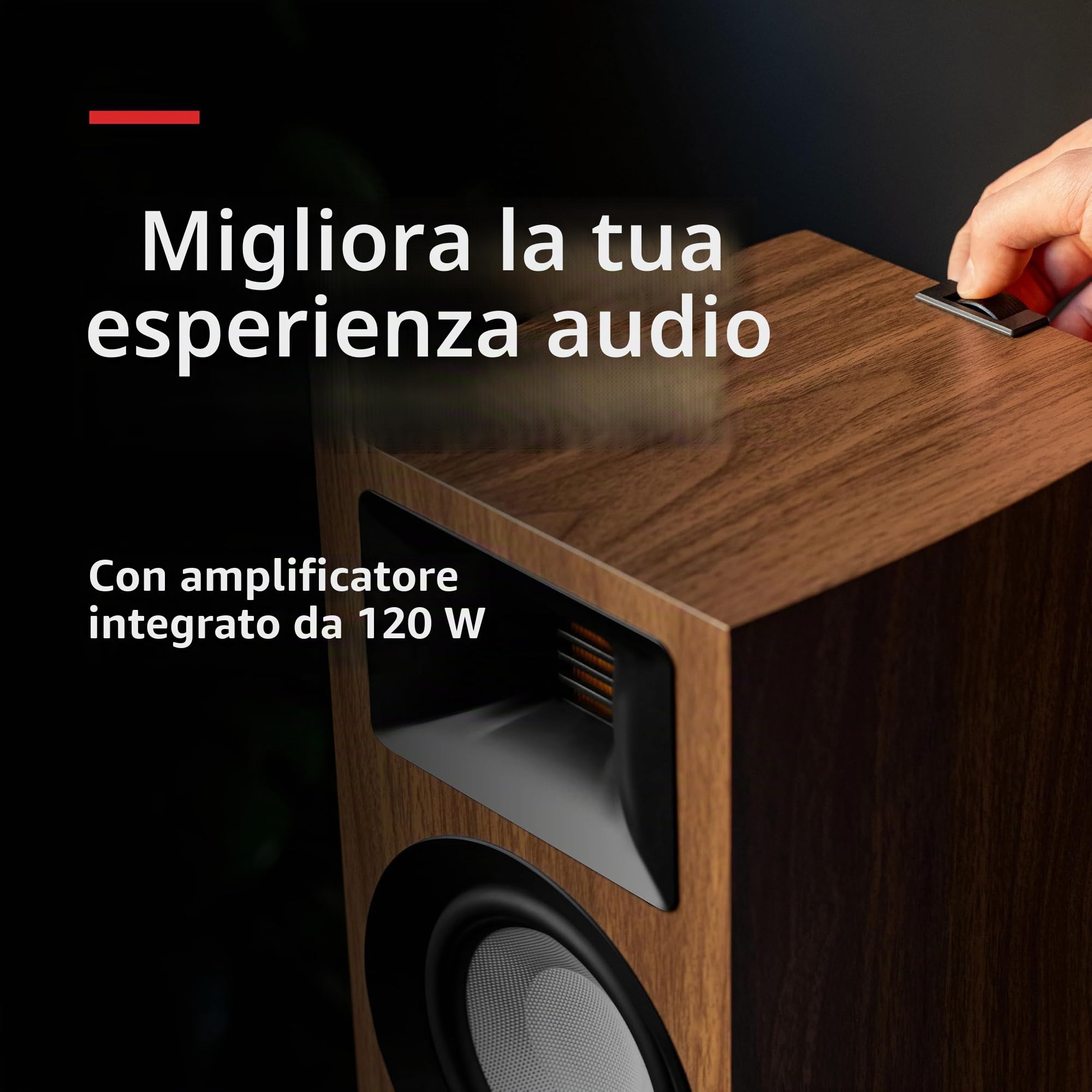 Fluance Ri71 - Altoparlanti stereo da scaffale Reference alimentati con tweeter AMT ad alte prestazioni, driver da 5", amplificatore da 120 W per musica, giradischi, TV, PC - HDMI, Bluetooth, RCA e