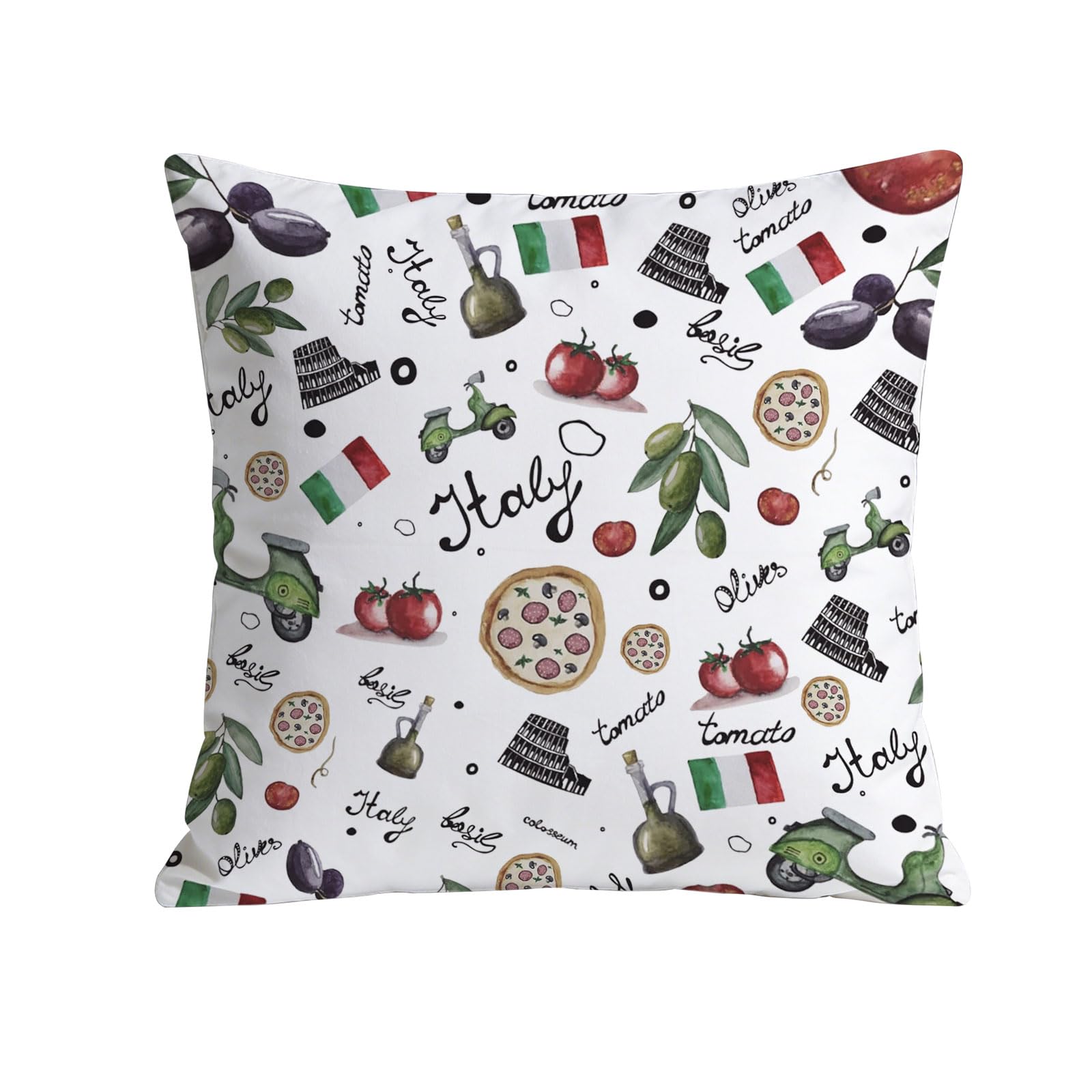 Taie d'oreiller Italie - Déco Rome et monuments pour les passionnés de voyage et de cuisine