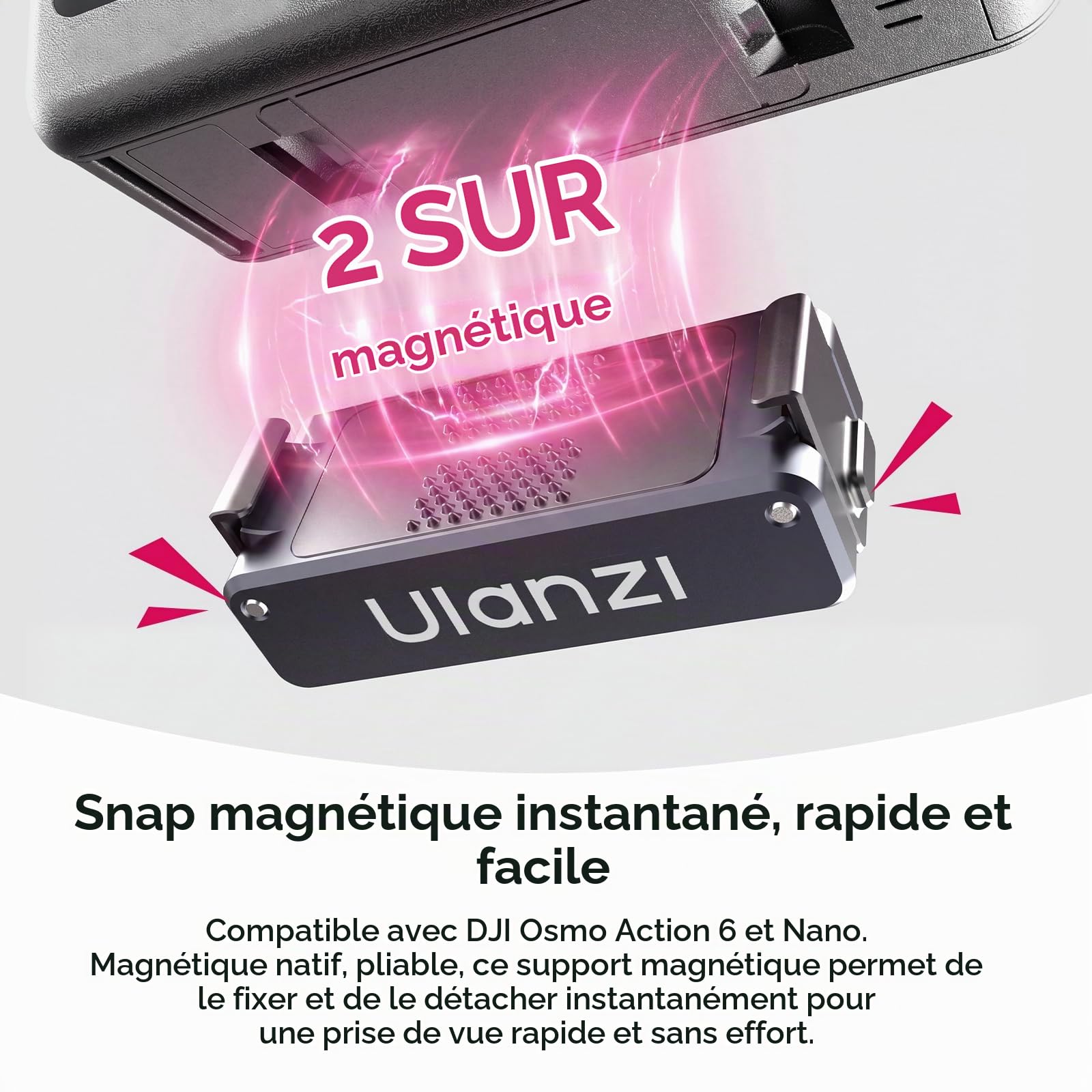 ULANZI MA37 Mini trépied à dégagement Rapide Compatible avec DJI Osmo Action 6 et Action Nano, trépied de Table magnétique à Verrouillage Rapide avec Griffe Froide 1/4-20, Perche à Selfie Vlog en