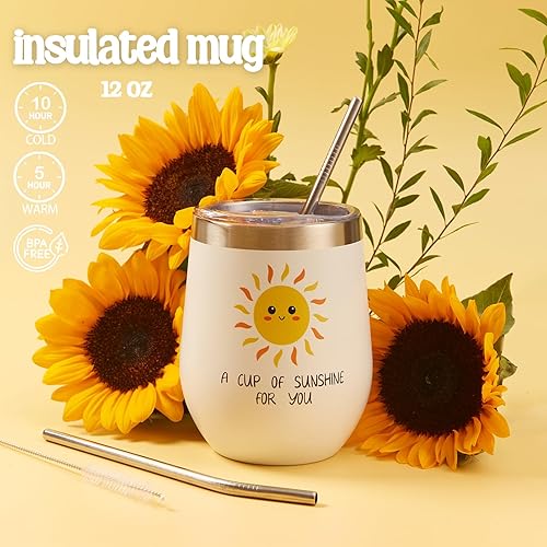 Miniatura 3 de Regalos de girasol para mujeres, cesta de regalo de envío de sol, mejora pronto para amigos enfermos, paquete de cuidado para recuperación después