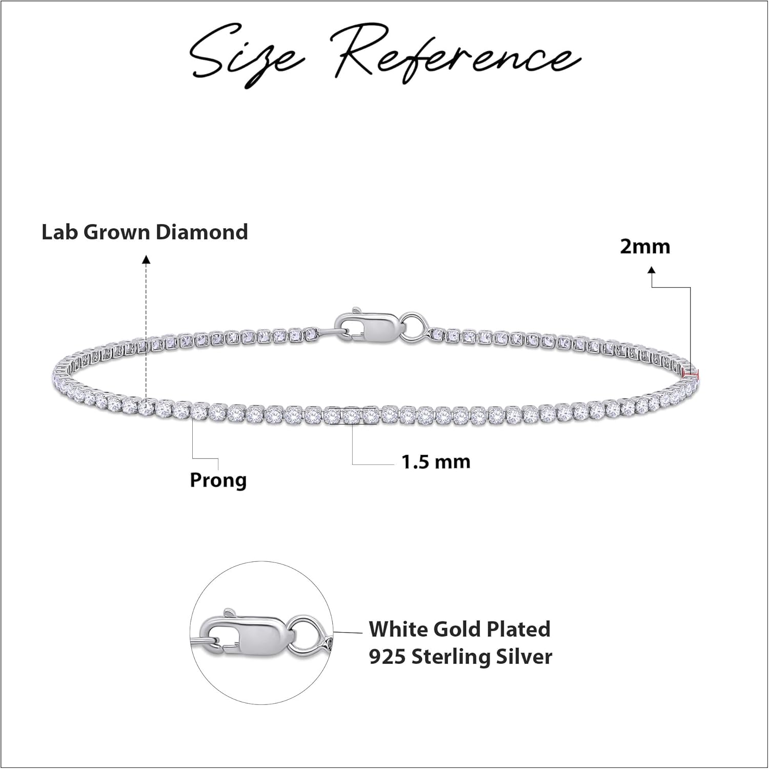 Tennis Bracelet for Women 1.10 to 1.30 Carat (ctw) Round Lab Grown Diamond Single Row Stacking Dainty Bracelets for Brides In 10K Solid Gold Or 925 Sterling Silver Jewelry Size-6.5 to 7.5 Inch