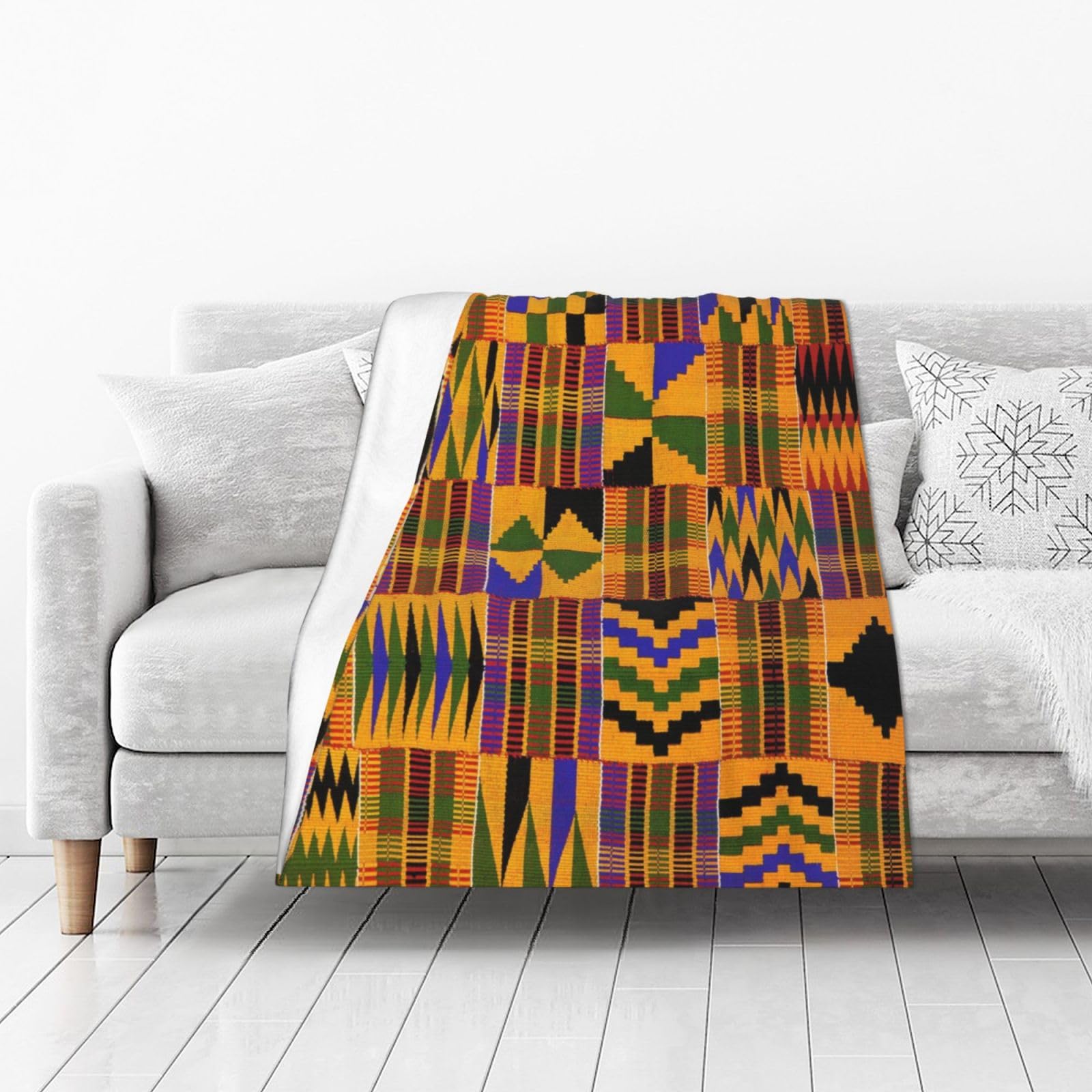 Sylale African Tribal Ethnic Texture Printed Flannel Blanket Throw 102X127 Cm | Ideal Thick Bed Blanket Or Bed Throw | Perfect For Bed,Living Room,Sofa, Couch