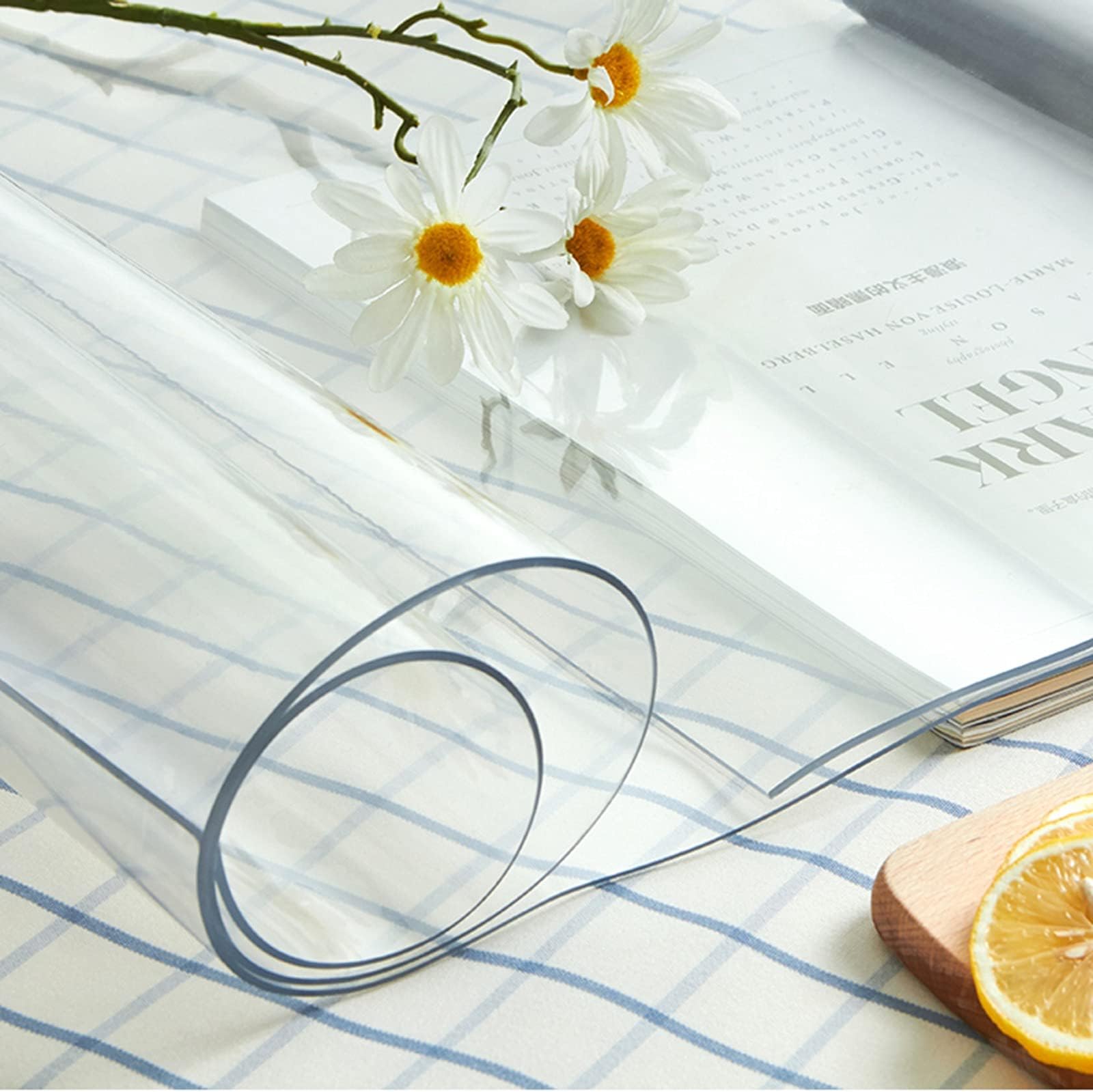 GSPURS Transparent Tablecloth PVC, Kitchen Dining Room Table Cloth, Desk Pad, Kitchen and Floor Mat, Outdoor Party Tablecloth, Picnic Mat, Carpet Cover(Color:3mm,Size:120x260cm)