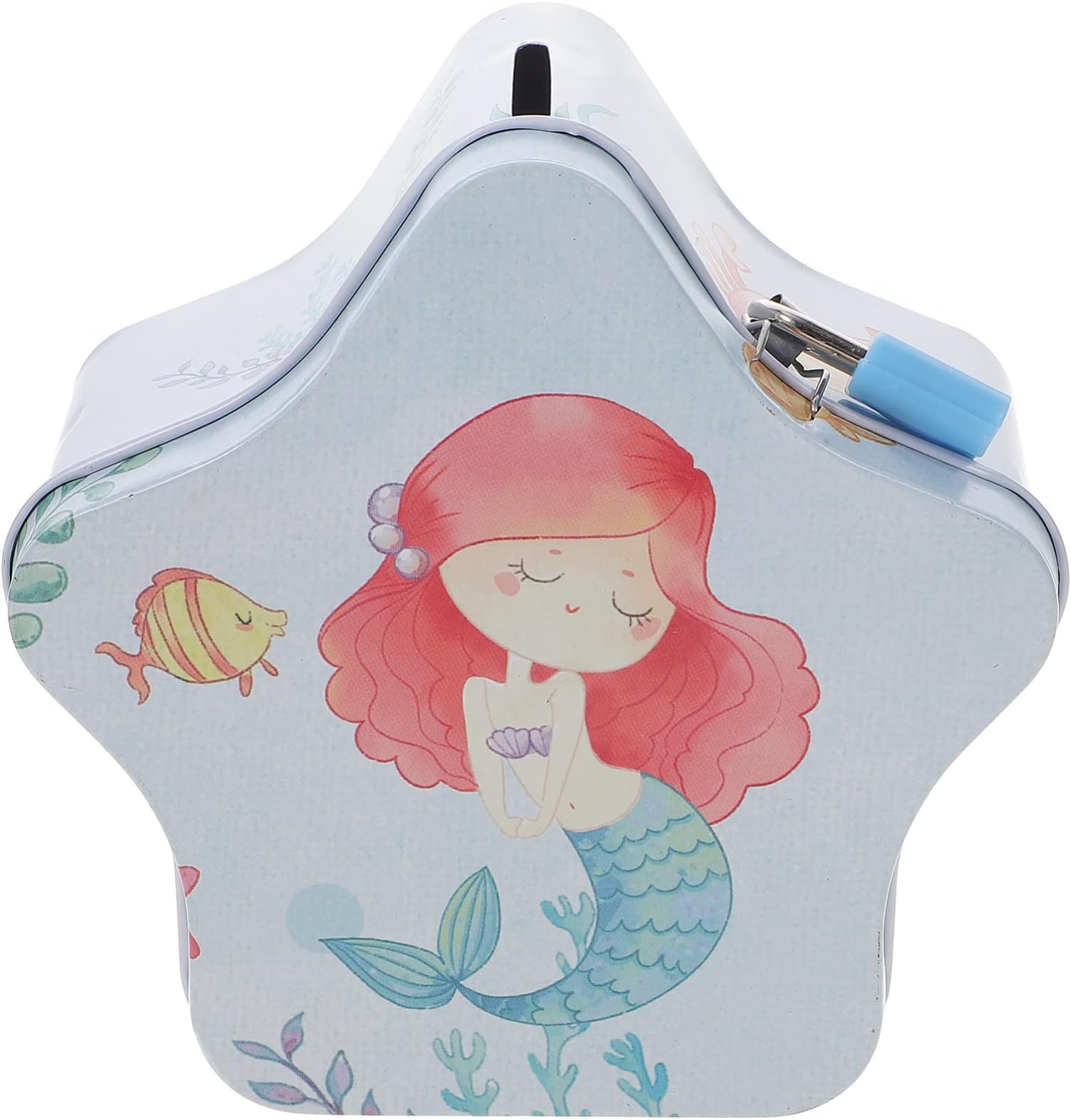Gadpiparty Mermaid Piggy Bank Kids Money Coin Banks Star Shaped Money Saving Pot Tinplate Tin Creative Cash Saving Box Counting Money Jar Tabletop Decoration For Girl Boy Home