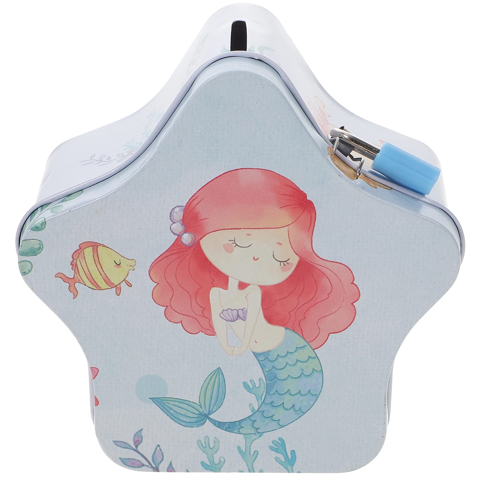 Gadpiparty Mermaid Piggy Bank Kids Money Coin Banks Star Shaped Money Saving Pot Tinplate Tin Creative Cash Saving Box Counting Money Jar Tabletop Decoration For Girl Boy Home