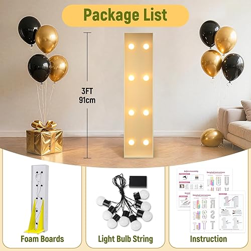 Miniatura 2 de Letras iluminadas de marquesina de 3 pies, letras grandes de marquesina I para decoraciones de fiesta, letras grandes de bebé para baby shower,