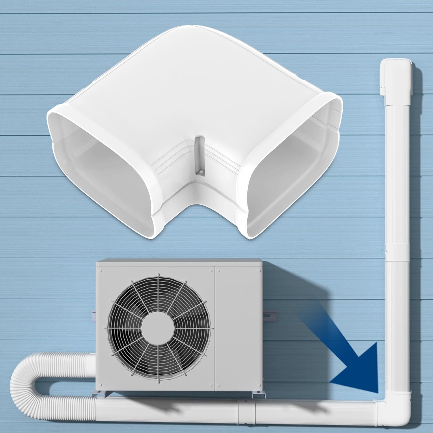 4" Level Bend Cover, 90° Flat Elbow, Upgrade PP Heat-Resistant, Paintable Decorative Line Set Cover Kit Parts Accessories for Mini Split Air Conditioners, AC, HAVC and Heat Pumps