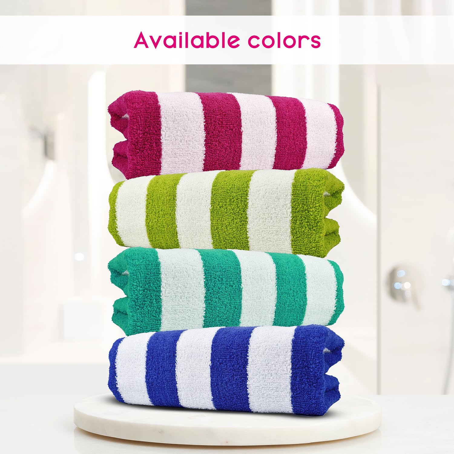 Layers Miami Pink Cabana Stripes Pool Towel 550 GSM XL Size Beach Towel - Pack of 1 Bath Towels for Home, Hotel, Spa, Gym, Pool & More (90 x 180 cm) 3