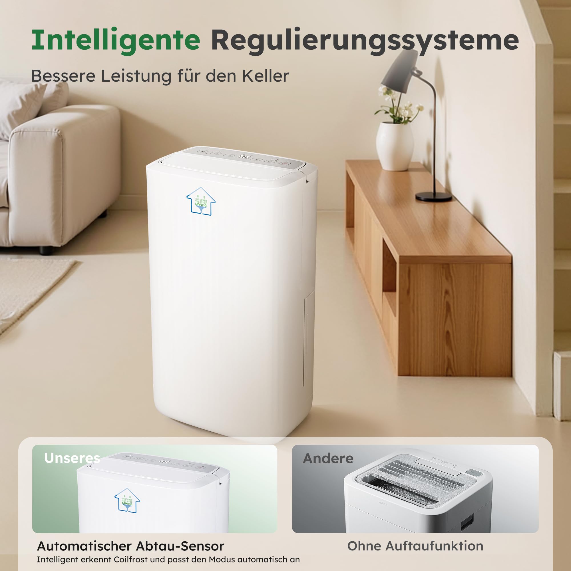 Luftentfeuchter Elektrisch 12L, 122m³,Entfeuchter Elektrisch | Keller 36dB Leiser Raumentfeuchter, 3 Modi, Wäschetrockner & 24h Timer, für Schlafzimmer & Bad
