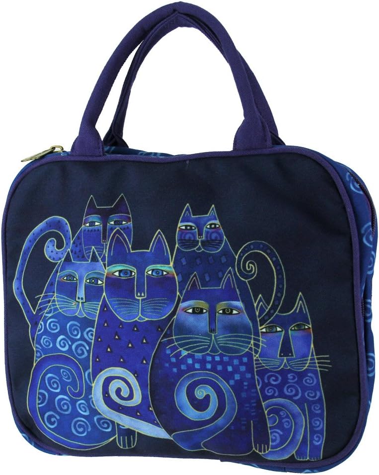 Laurel Burch Indigo Cats Cotton Cosmetics Travel Tote