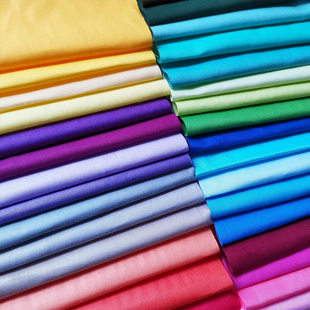 50 Pcs Quilting Fabric Bundles 8" x 8" (20cm×20cm) Solid Colors Pure Cotton, Precut Squares Sewing Quilting Patchwork Scraps for DIY Crafting