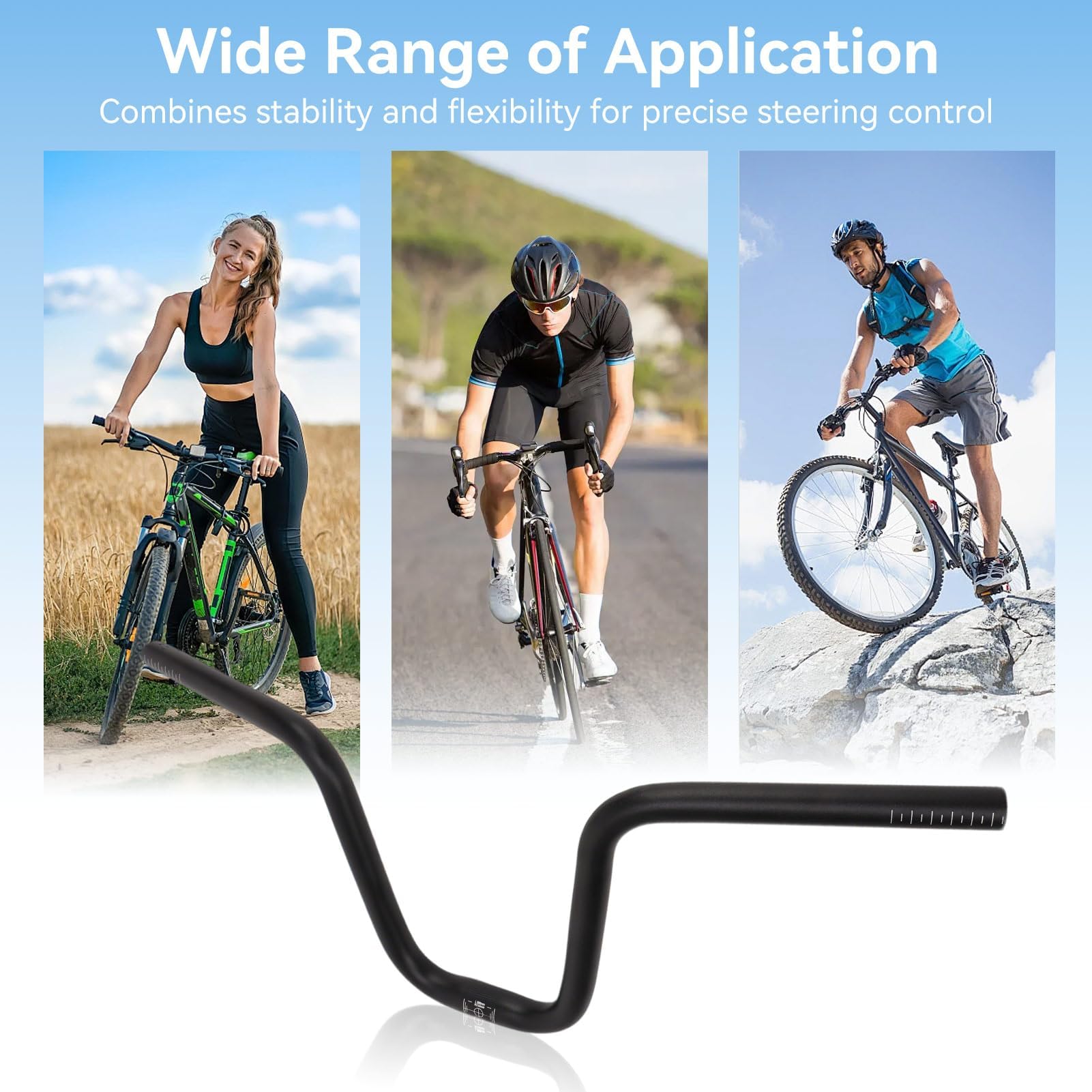 Guidon pour vélo de montagne, guidon élévateur de 25,4 mm en alliage d'aluminium, guidon de vélo extra long de 580 mm pour course en descente E-Bike (hauteur 210 mm/8,3 pouces)