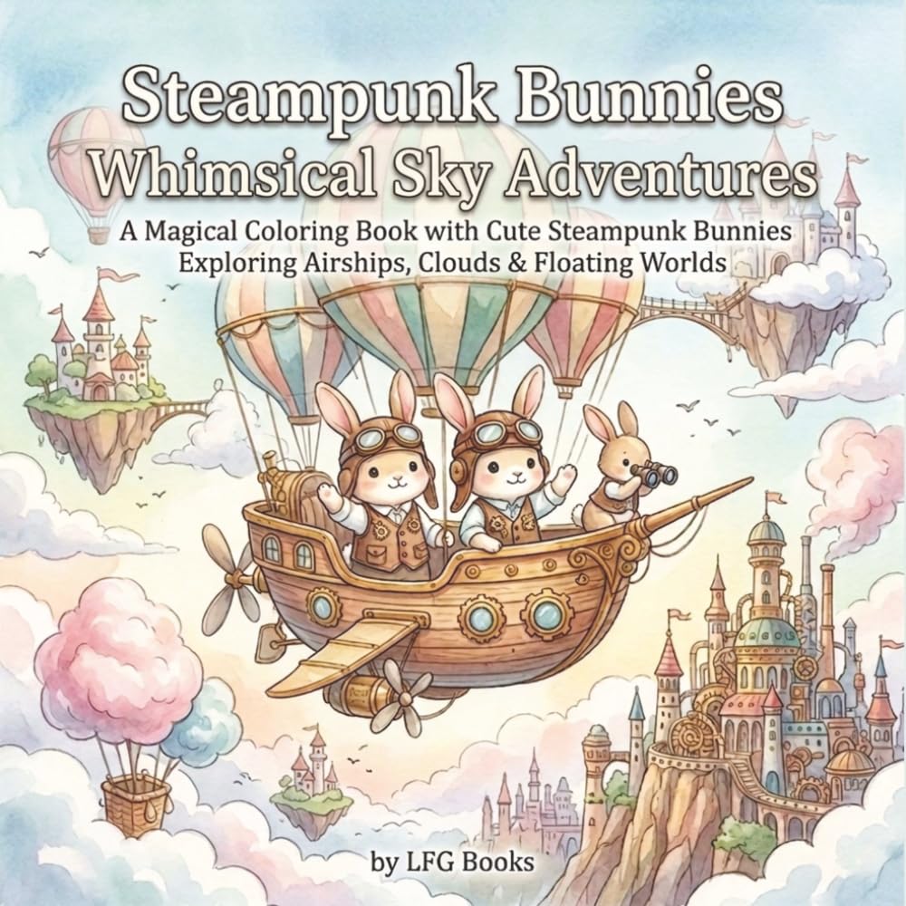 Steampunk Bunnies Whimsical Sky Adventures: A Magical Coloring Book with Cute Steampunk Bunnies Exploring Airships, Clouds & Floating Worlds (Steampunk Bunnies Whimsical Edition)
