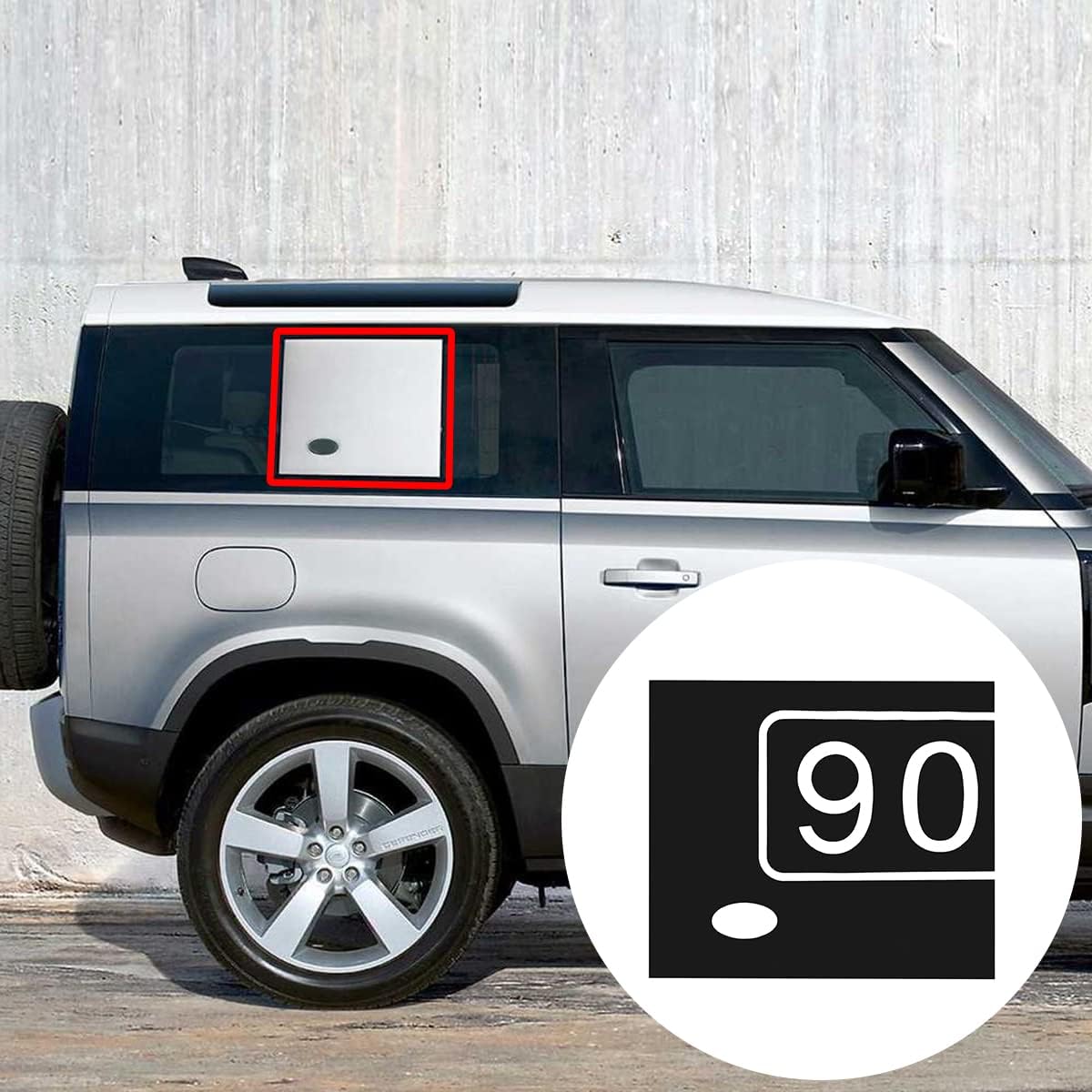 YIWANG For Land Rover Defender 110 90 2004-2022 Car Styling Aluminum Alloy Black Car Window Side Glass Protective Panel Auto Accessories (For Defender 90 2020-2022, Co-pilot side-ABS), YIWANG