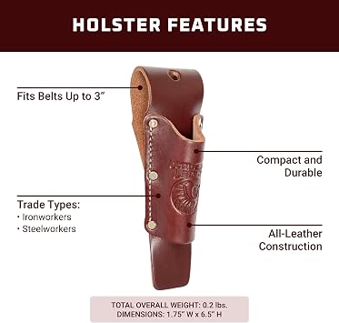 Occidental Leather Tapered Tool Holster - OxyRed - Fits Up to a 3 Belt - Compact, All-Leather Construction - Made in USA