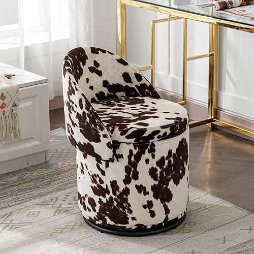 Miniatura 9 de Ya-Home Moderna silla giratoria otomana, silla de bar tapizada de sherpa, silla auxiliar giratoria de 360 con almacenamiento, cómodo taburete de