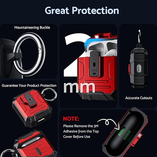 Miniatura 5 de DASFOND Armor Cover - Funda para AirPods de 2 y 1 generación, cuerpo completo, protección a prueba de golpes, soporte de carga inalámbrica con