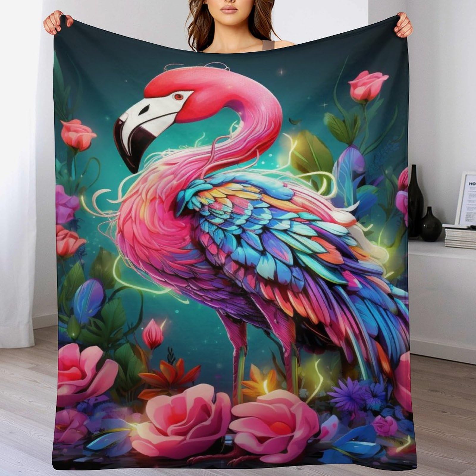 Couvertures pour canapé ou lit grand format motif flamant rose polaire douce