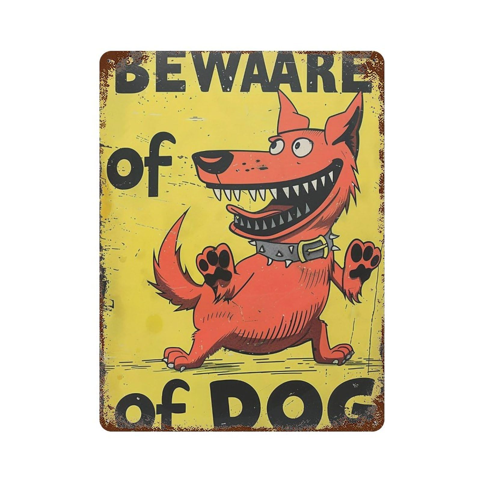 FHUYEURHRY Beware of Dog 03 Wall Decor Retro Iron Vintage Art Metal Tin Sign Poster Modern Home Cofffee Club Art Bar Shop Decorations Style-34 40x30cm
