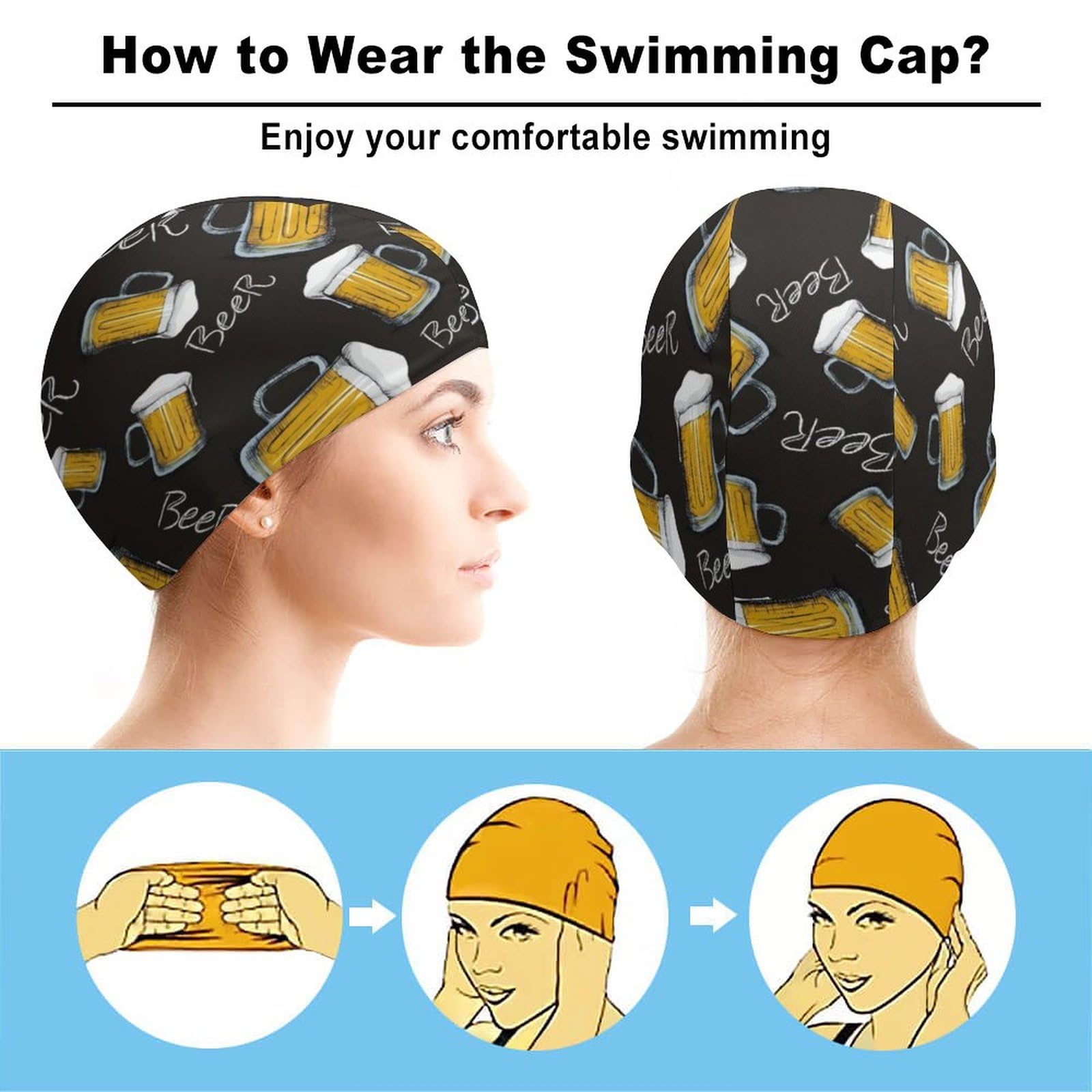 Badekappe Mit Bier Trinkendem Saint Patricks Motiv - Wasserdicht Für Schwimmbad